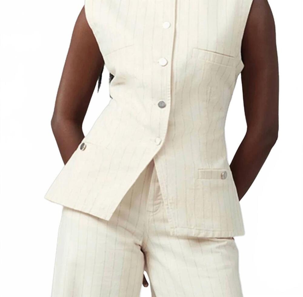 NEW LOLA DENIM striped denim vest in silver lining